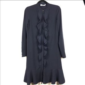 Tory burch navy blue ruffle dress